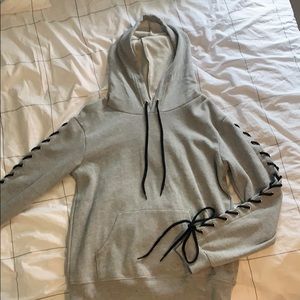 forever 21 cropped tie hoodie
